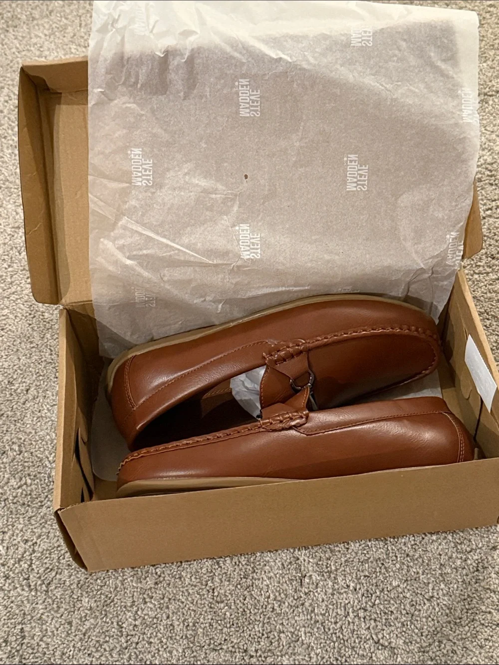 Steve Madden Boys Brown Leather Bit Loafers